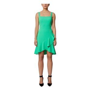SAGE COLLECTIVE Womens Green Hem Sleeveless Above The Knee Fit + Flare Dress 2